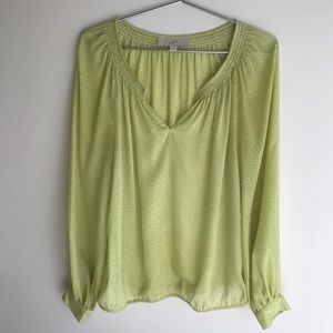 Ann Taylor Loft. Yellow blouse with black pin dots